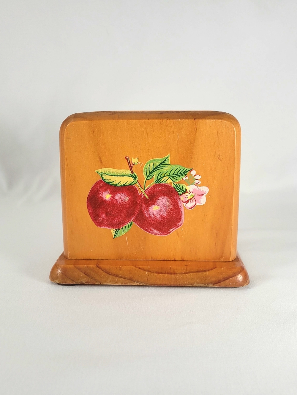 Vintage Painted Wooden Napkin Holder Country Cottagecore Apple Salt & Pepper